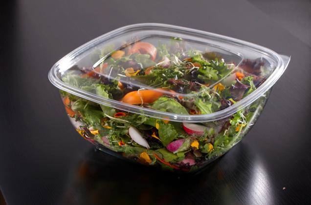 Clear Flat Lid for 24, 32, 48 oz. Medium Square Bowls 