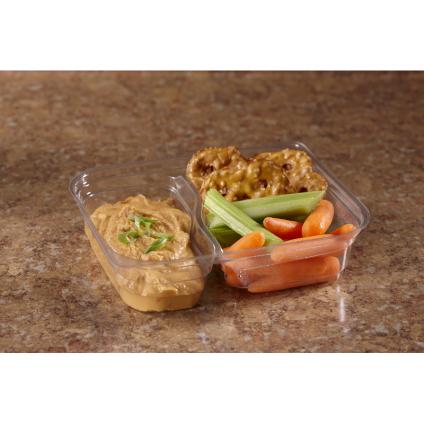 Clear 19.5 oz. Two-Compartment Medium Snack Box (11.5/8 oz.) | Sabert