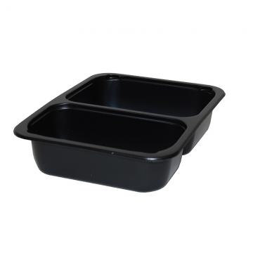 Black 36 oz. Two-Compartment Medium Rectangle Tray (21-15 oz.)