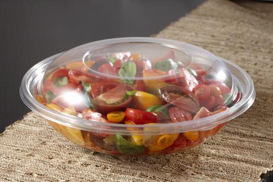 64oz Crystal Clear Plastic Disposable Salad Bowls with Lids To-Go