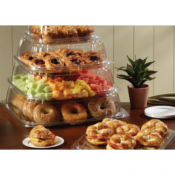 Clear 16” UltraStack® Square Platter with Clear 3” Dome Lid