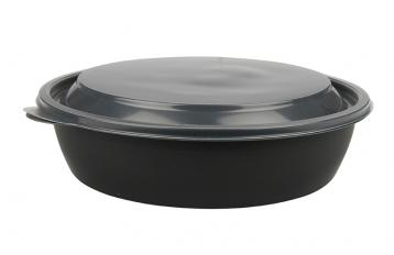 Vital International Solutions Round Container with Lid, 32 oz, Black, 150  ct