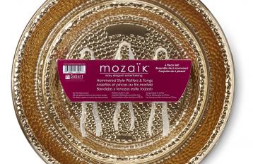 Mozaik Hammered Silver Premium Plastic 12” Chargers/Serving Platters 8 count 