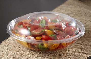 Black 96 oz./6 lb. Round Bowl with Clear Dome Lid | Sabert