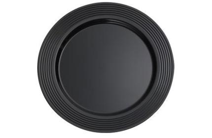 Black PP 10.25" Round Plate with Black Decorative Rings