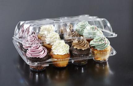 Clear Hinged 12 Count 2.5" Cupcake Container