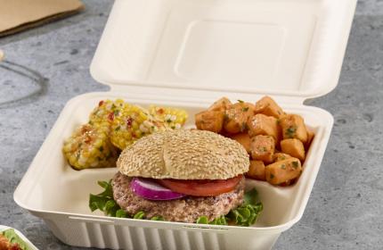 Pulp 9" x 9" Three-Compartment Hinged Container