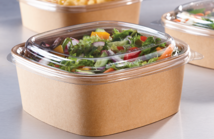 Clear PET Lid for 24, 32 oz. Paper Square Bowl