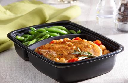 Black 30 oz. Two-Compartment Small Rectangle Container (18-12 oz.)