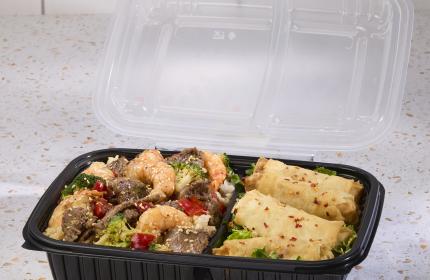 Classic Dual Color 8x11 2 Compartment Rectangle Hinged Container