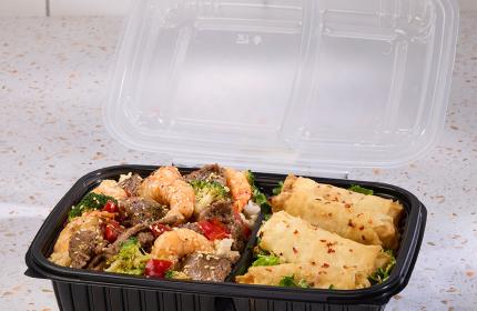 Classic Dual Color 8x11 2 Compartment Rectangle Hinged Container