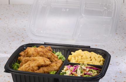 Classic Dual Color 8x11 3 Compartment Rectangle Hinged Container