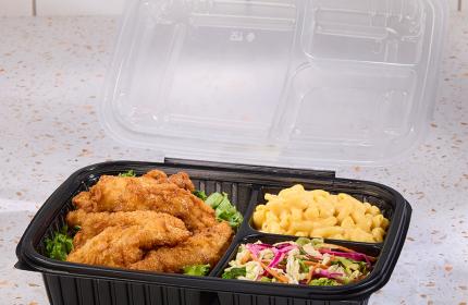 Classic Dual Color 8x11 3 Compartment Rectangle Hinged Container