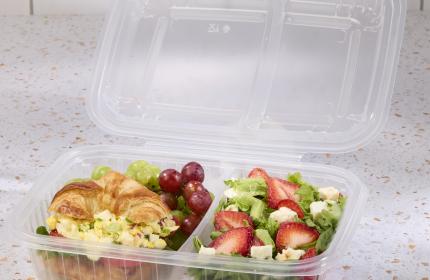 Classic Clear 8x11 2 Compartment Rectangle Hinged Container