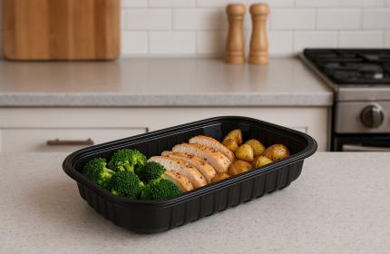 Black 68 oz. Large Rectangle Tray
