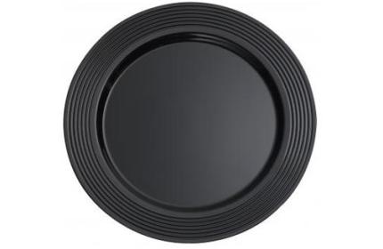 Black PP 9" Round Plate with Black Decorative Rings