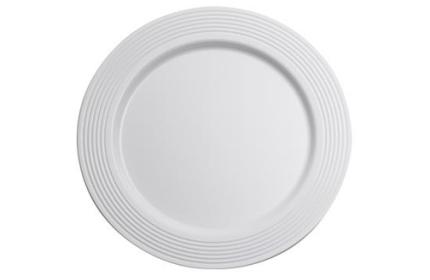 White PP 10.25" Round Plate with White Decorative Rings