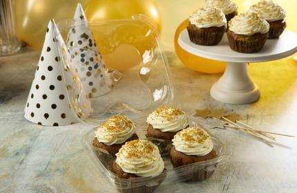 Clear 4-Count Muffin Hinged Container