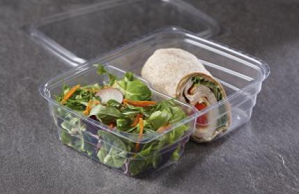 Clear 36 oz. Two-Compartment Large Snack Box (20-16 oz.)