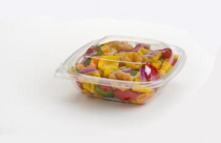 Clear 16 oz. Small Square Bowl with Tamper Resistant Clear Dome Lid 