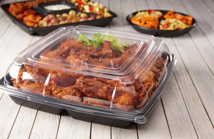 14" Square Deep Party Platter with Clear Lid