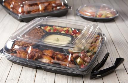 Black 16” x 16” Four-Compartment with Center Compartment Square