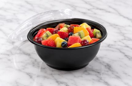 Black 12 oz. Small Round Bowl with Clear Dome Lid