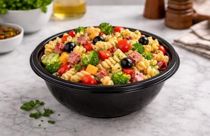 Black 16 oz. Small Round Bowl with Clear Dome Lid