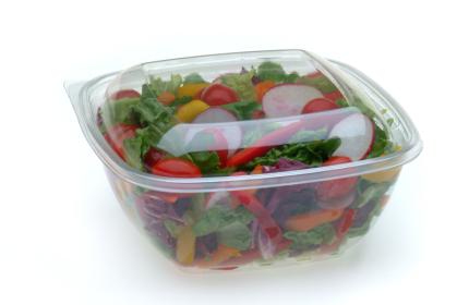Clear 24 oz. Medium Square Bowl with Clear Dome Lid 