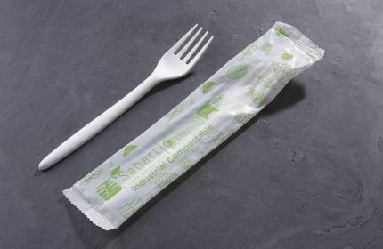 Wrapped White Compostable Fork