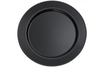 Black PP 6" Round Plate with Black Decorative Rings