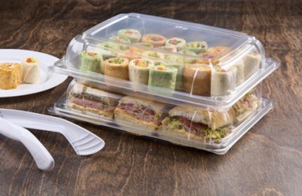 Clear 8" x 11" UltraStack® Rectangle Platter with Clear 2" Dome Lid