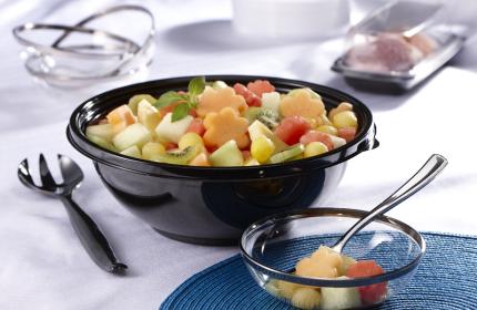 Black 32 oz. Medium Round Bowl | Sabert