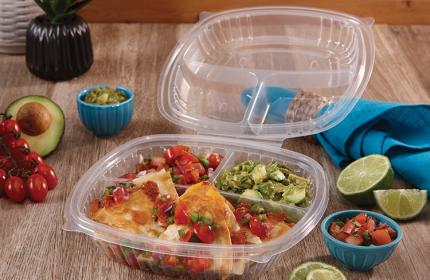 Classic Clear 8” x 8” Three-Compartment Hinged Square Container