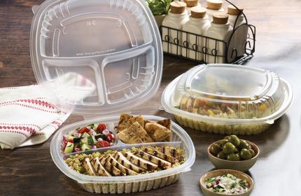 Classic Clear 10" x 10" 3 Compartment Square Hinged Container