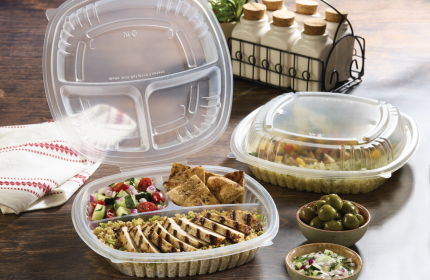 Classic Clear 10" x 10" 3 Compartment Square Hinged Container