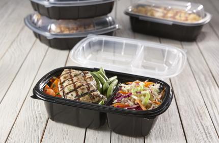 Deluxe Dual Color 6” x 9” 2 Compartment Rectangle Hinged Container