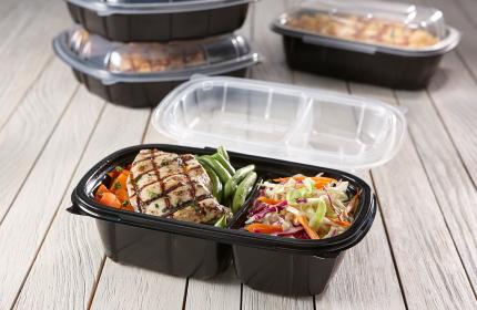 Deluxe Dual Color 6” x 9” Hinged Two-Compartment Rectangle Container