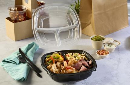 Deluxe Dual Color 9” x 9” Hinged Three-Compartment Square Container