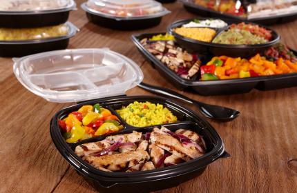 Deluxe Dual Color 10” x 10” Hinged Three-Compartment Square Container