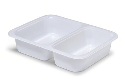 Bone White 36 oz. Two-Compartment Medium Rectangle Tray (21-15 oz.)