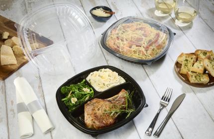 Classic Dual Color 10" x 10" 3 Compartment Square Hinged Container