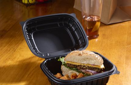 Black PP 5x7 Rectangle Hinged Leftover Container