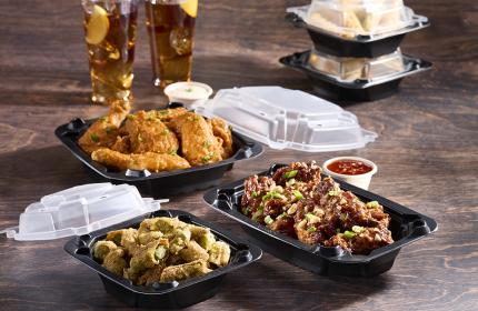 Clear PP Twist & Crispy™ Dome Lid for Black PP 6"x6" Square Container