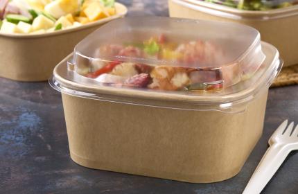 Clear PET Lid for 44 oz. Paper Square Bowl