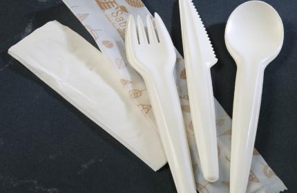 Natural EcoEdge™ Paper Cutlery Kit: Fork, Knife, Spoon and Napkin