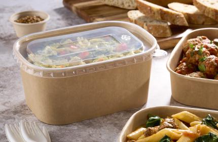 PP Lid for Kraft 16 and 32 oz. Rectangle Bowls