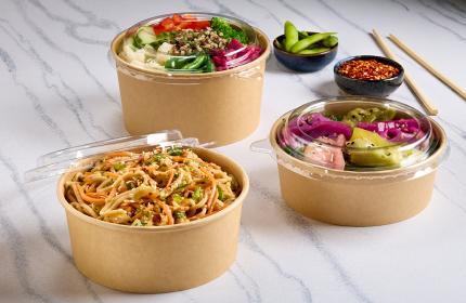 PET Lid for 16, 24, 32 oz Round Paper Bowls