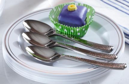 Silver Look Spoon with Hammered Pattern