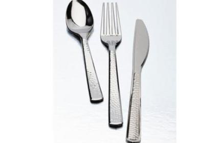 Silver Look Knife with Hammered Pattern